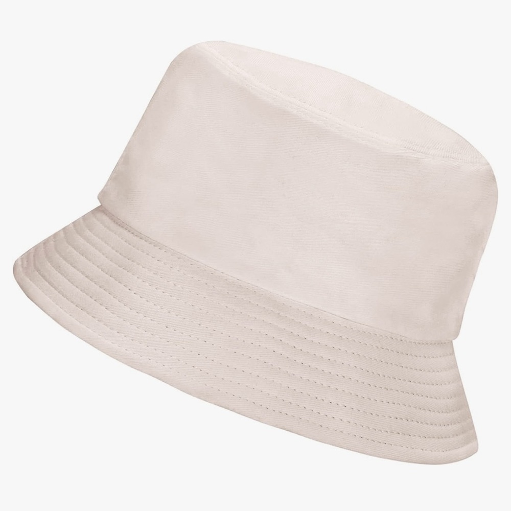 Bucket Hat 100% Cotton Beige Cream Neutral Unisex Minimalist Adjustable Strap